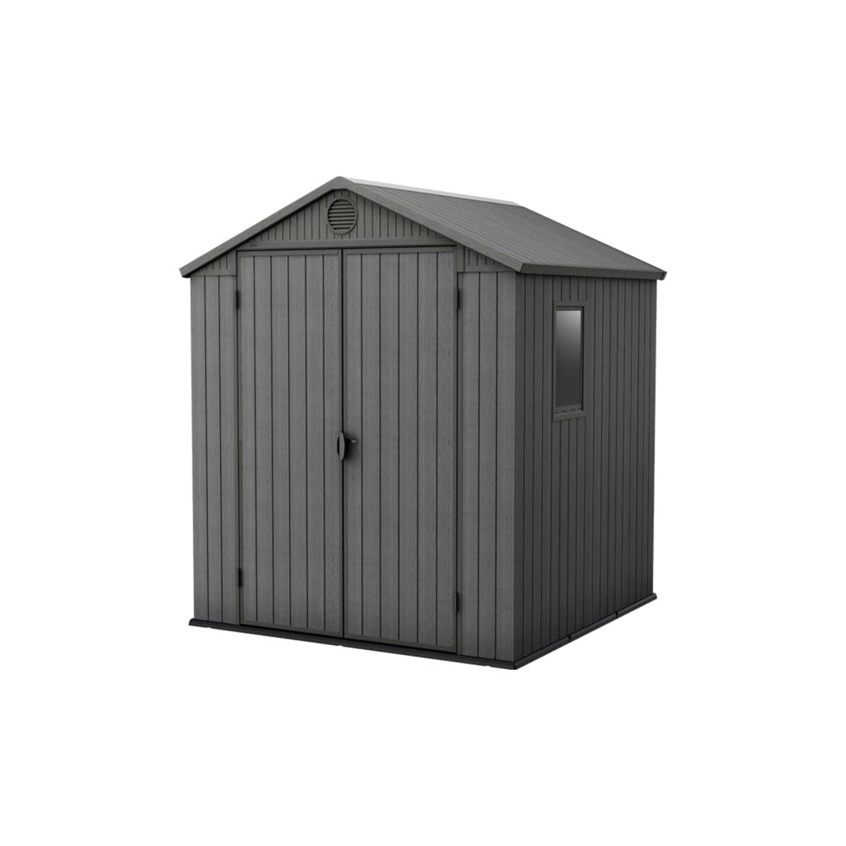 Keter Caseta Jardin Exterior Resina Darwin 6x6,3,3m2,Efecto Madera,Ventana - Ferrotecnia