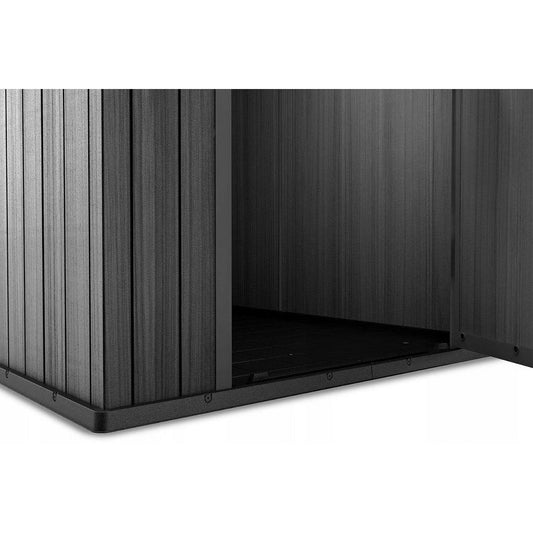 KETER Darwin 4x6 Caseta de jardín, 125.8 x 184.5 x 205 cm y 2.2 m2, Suelo, Sistema de ventilación, Puerta y Ventana, Resistente al Agua, Color Gris - Ferrotecnia