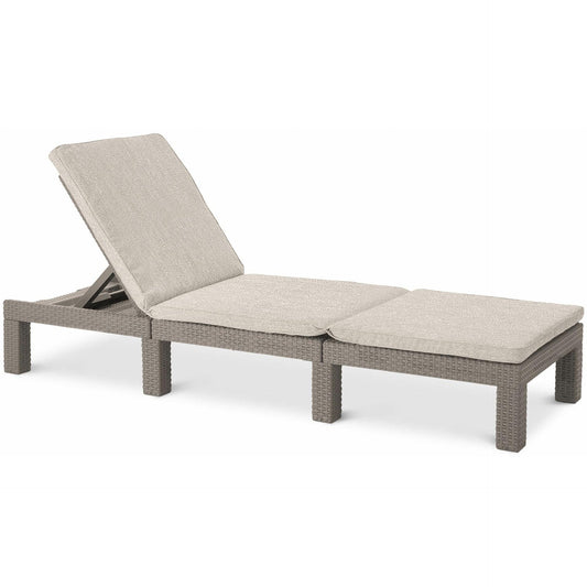 Keter Daytona Deluxe-Tumbona de Jardín, para Exterior terrazas, Patios, Jardines, con Respaldo reclinable en 4 Posiciones, Estructura Reforzada con cojín Incluido, Color Arena - Ferrotecnia