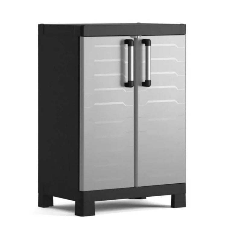 Keter Detroit - Armario bajo compacto y ultra resistente para exteriores en color gris claro - Ferrotecnia