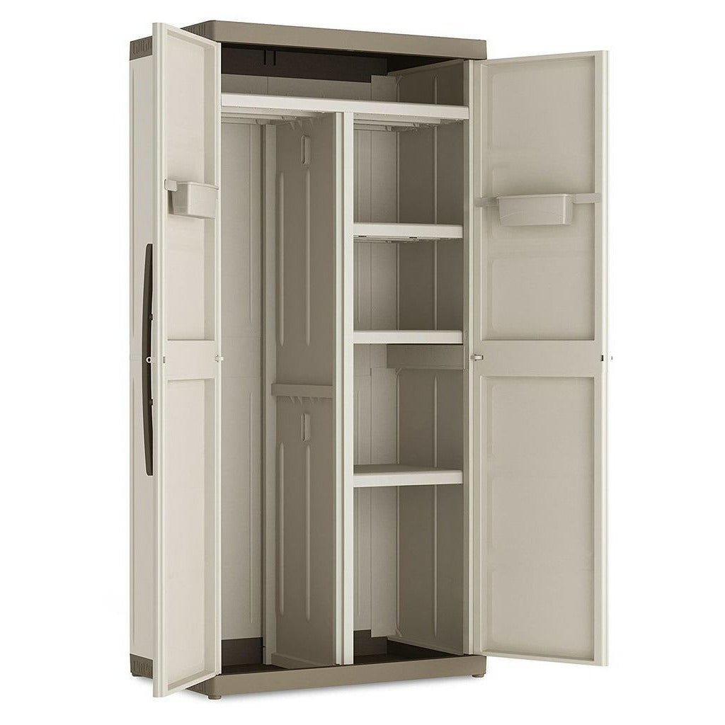 Keter Excellence Armario XL escobero, Resina, Arena/Gris - Ferrotecnia
