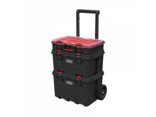 Keter Stack'N'Roll - Juego de 3 cajas 150 L, negro/rojo
