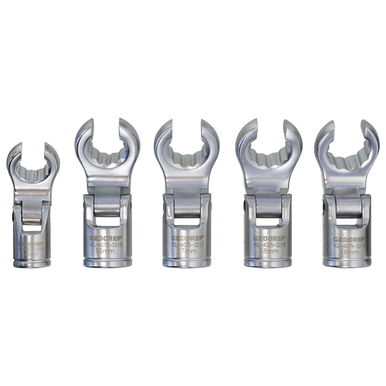 KL - 4075 - 321 K - Juego de vasos de 3/8" articulados con boca abierta - Ferrotecnia