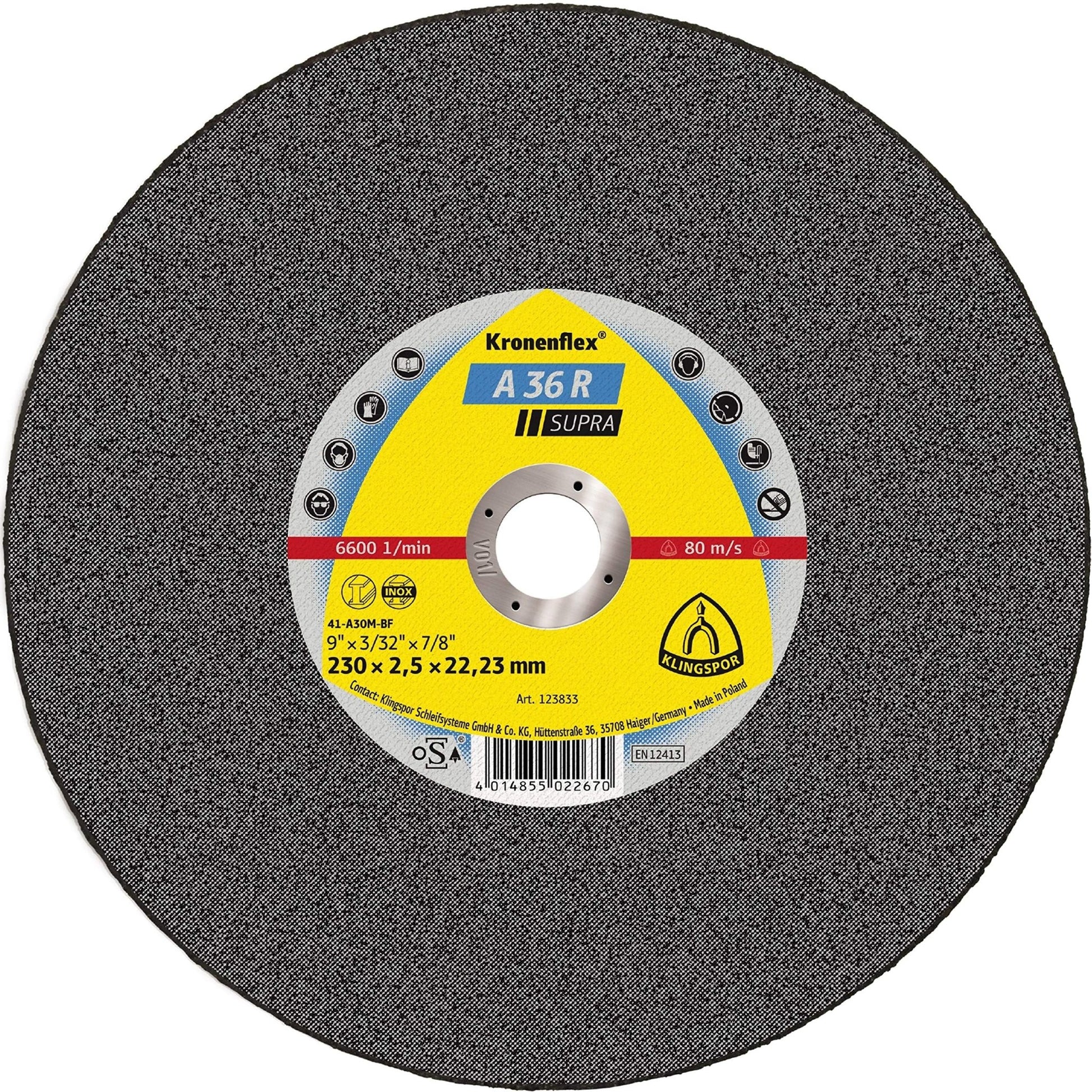 Klingspor 126849 - Disco de corte Kronenflex inox A 36 R Supra, 125 x 2 x 22,23 mm