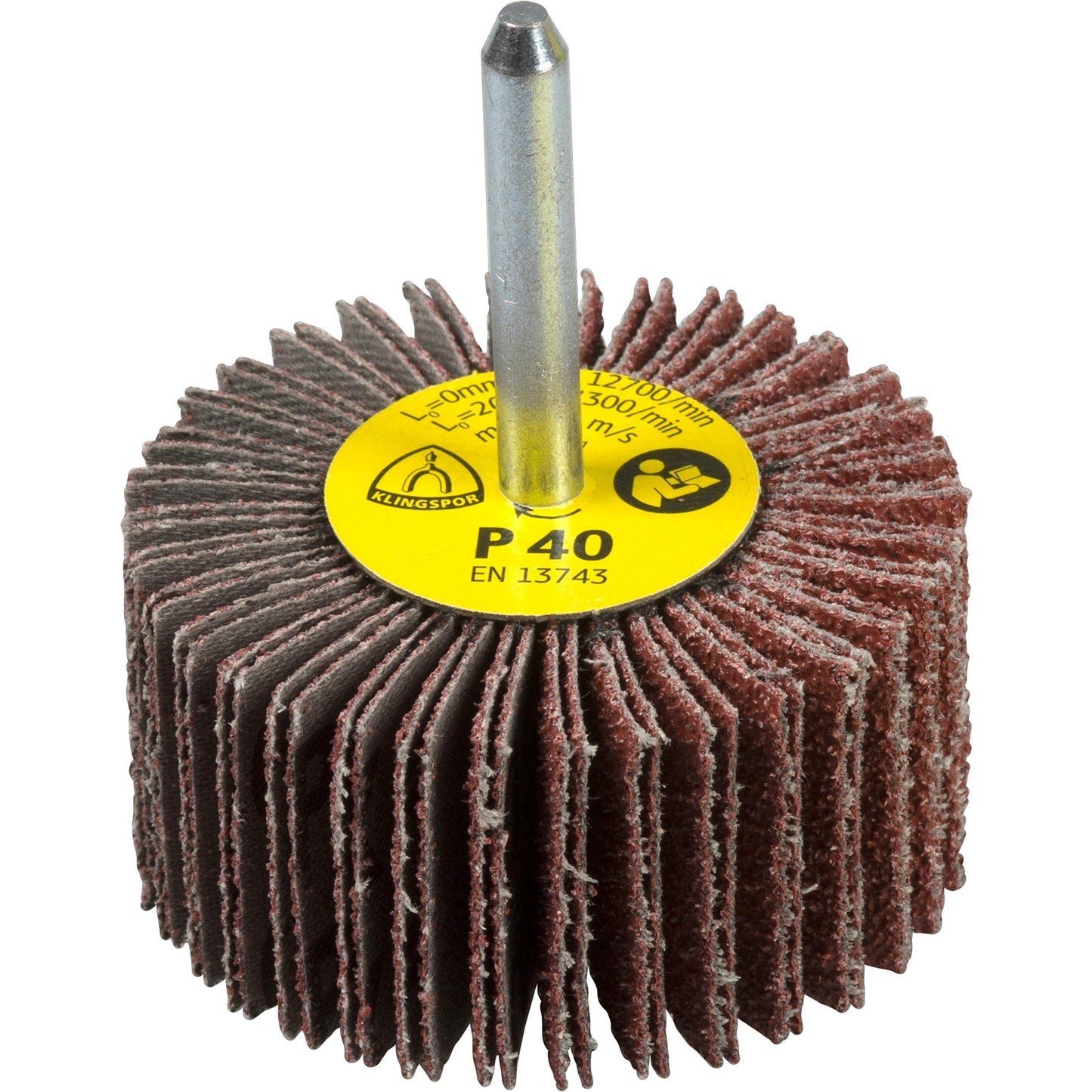 Klingspor 13140 - Rueda de láminas con vástago KM 613, grano 40, 80 x 30 x 6 mm