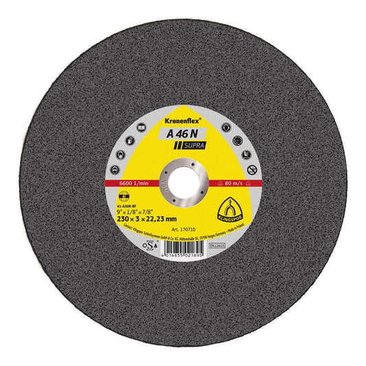 Klingspor 170710 - Disco de corte Kronenflex para aluminio A 46 N, 230 x 3 x 22,23 mm