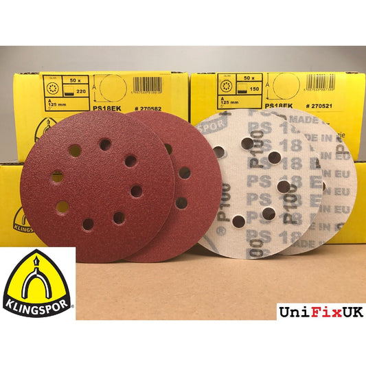 Klingspor 270606 - Disco de lija con velcro PS 18 EK, grano 240, 125 mm, perforación GLS5 (Lote de 50 uds) - Ferrotecnia