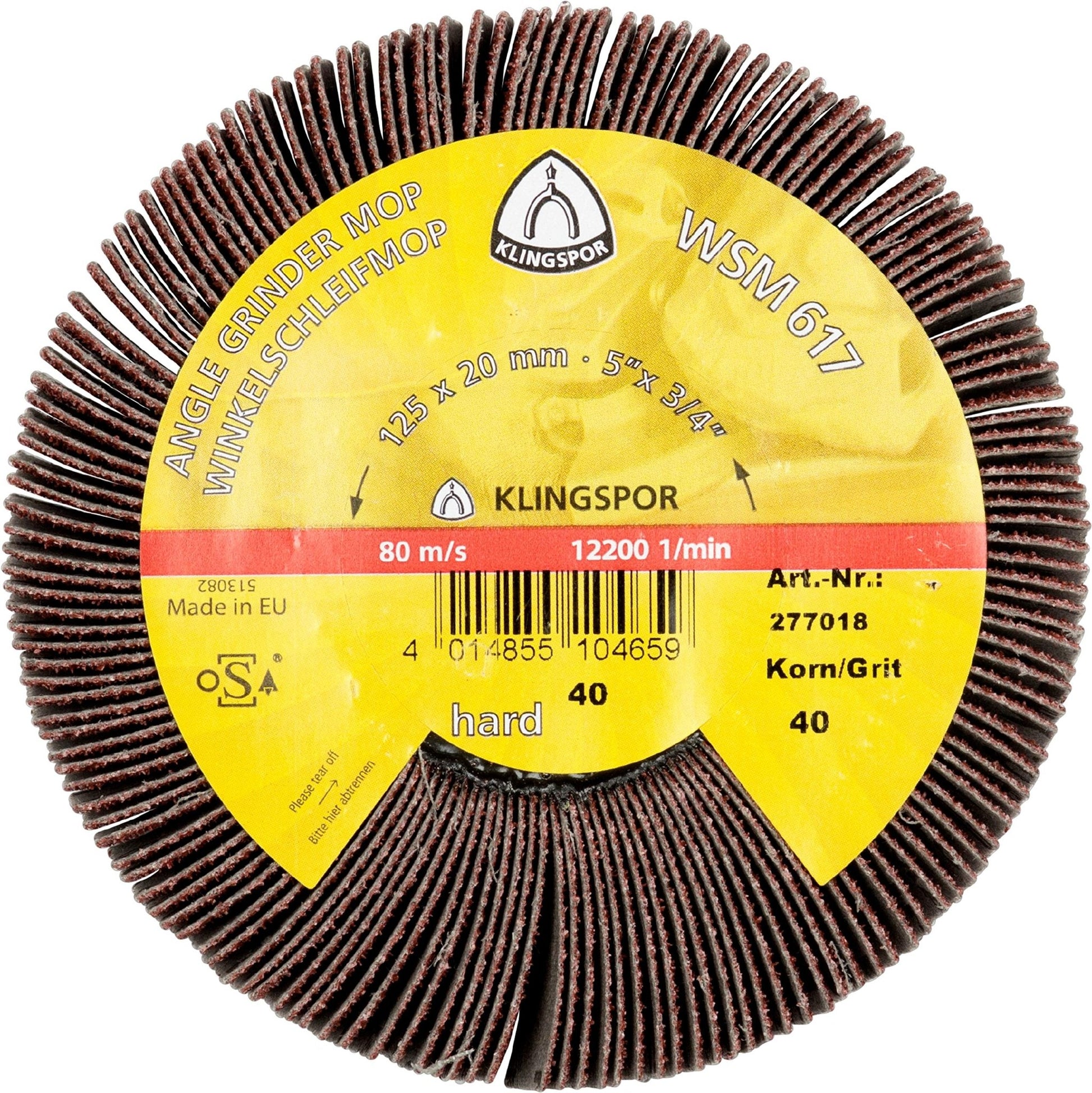 Klingspor 277018 - Rueda de láminas WSM 617, grano 40, 125 x 20 mm
