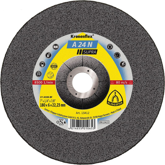 Klingspor 2922 - Disco de desbaste Kronenflex A 24 N Supra para acero inoxidable, 125 x 6 x 22,23 mm