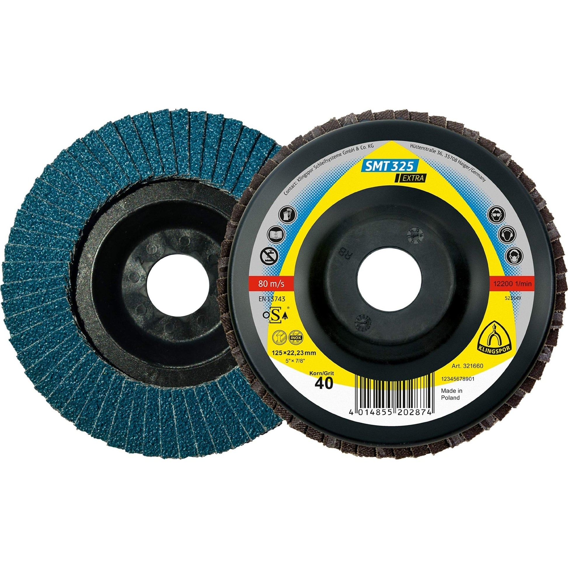 Klingspor 321660 - Disco de láminas SMT 325 abombado, grano 40, 125 x 22,23 mm - Ferrotecnia