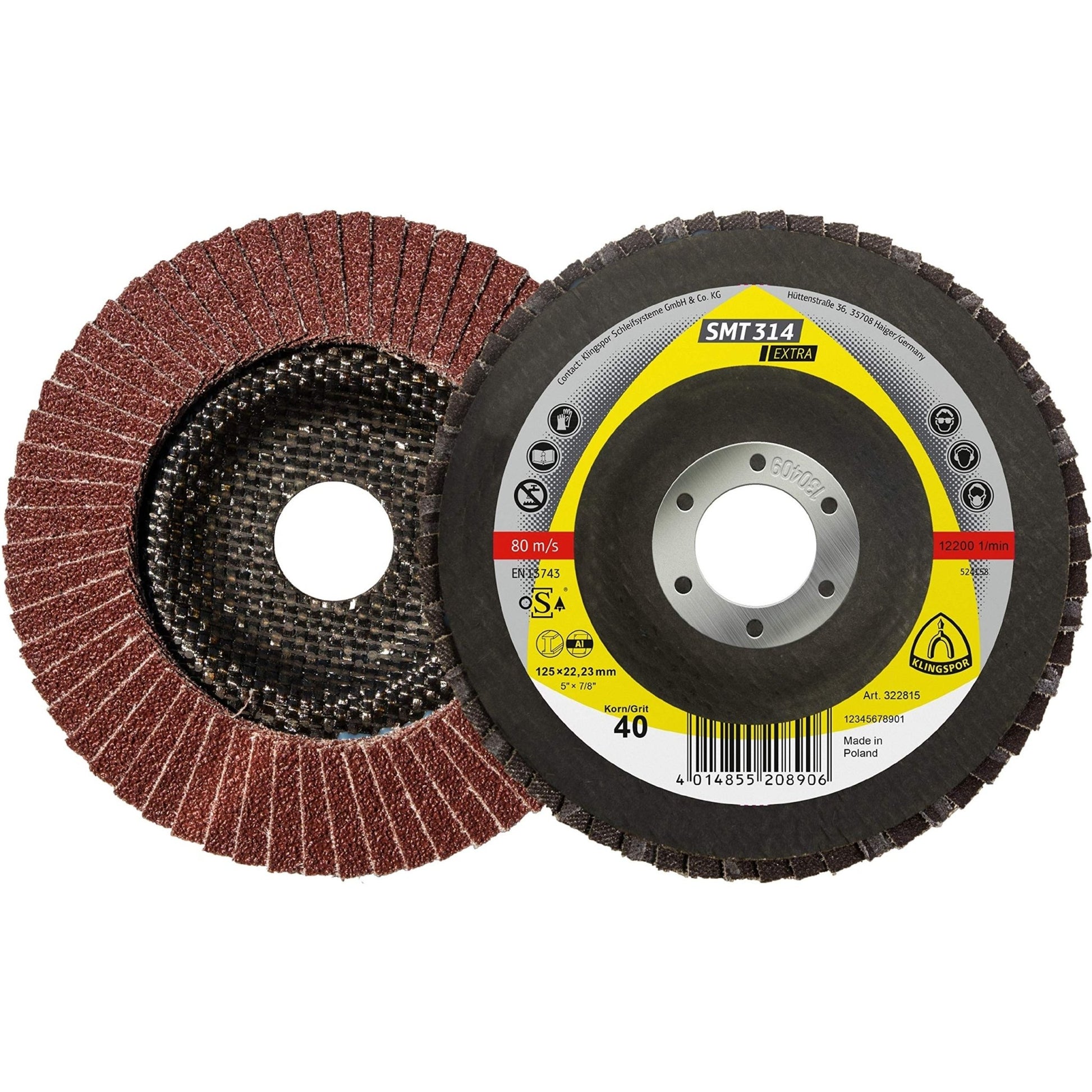 Klingspor 322818 - Disco de láminas SMT 314, grano 80, 125 x 22,23 mm - Ferrotecnia