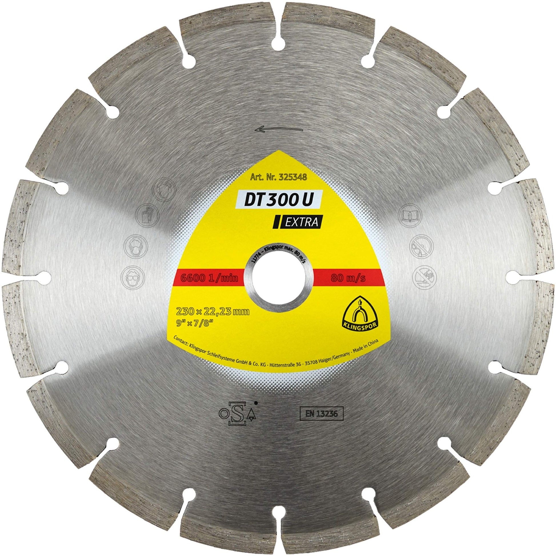Klingspor 325346 - Disco de corte de diamante segmentado DT 300 U, 125 x 1,6 x 22,23 mm, para hormigón