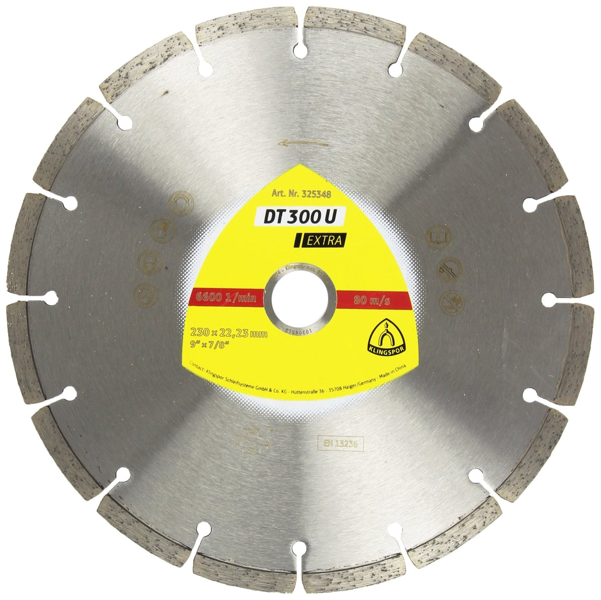 Klingspor 325348 - Disco de corte de diamante segmentado DT 300 U, 230 x 2,3 x 22,23 mm, para hormigón