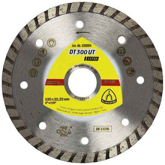 Klingspor 325354 - Disco de corte de diamante turbo DT 300 UT, 125 x 1,9 x 22,23 mm, para hormigón