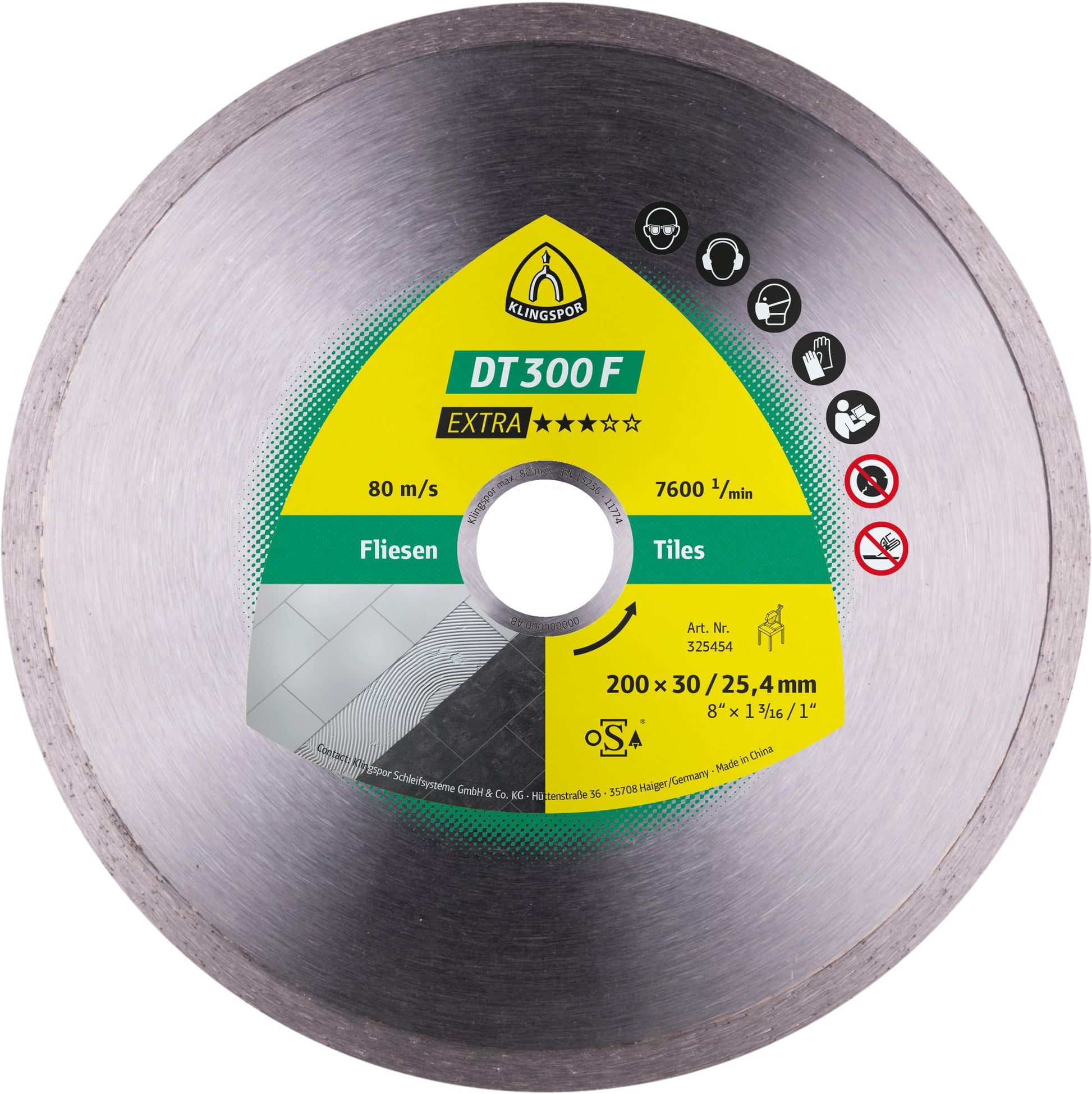 Klingspor 325358 - Disco de corte de diamante DT 300 F, banda continua, 125 x 22,23 mm, para cerámica y azulejos