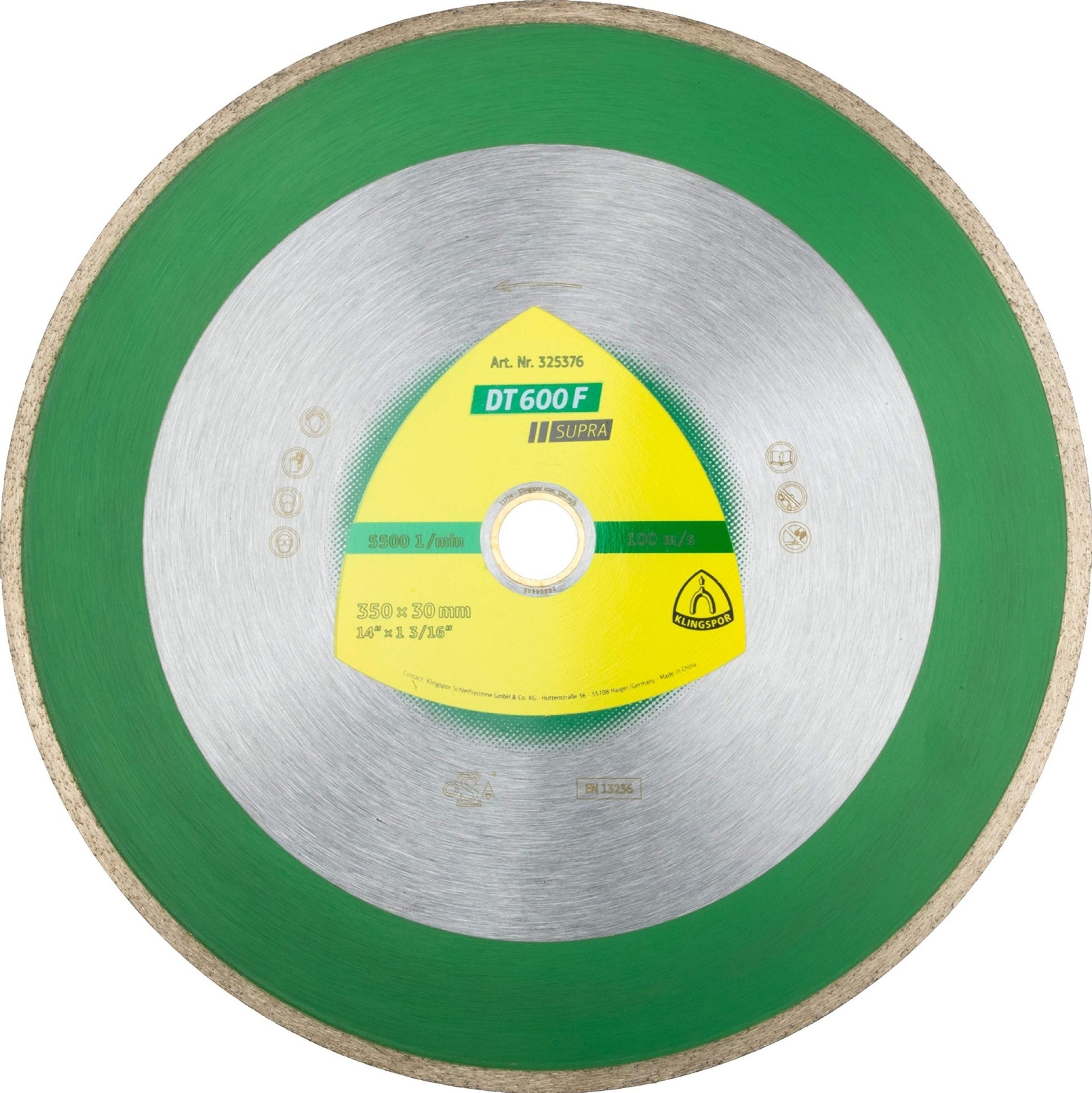 Klingspor 325374 - Disco de corte de diamante DT 600 F, banda continua, 250 x 1,9 x 30/25,4 mm, para cerámica y gres