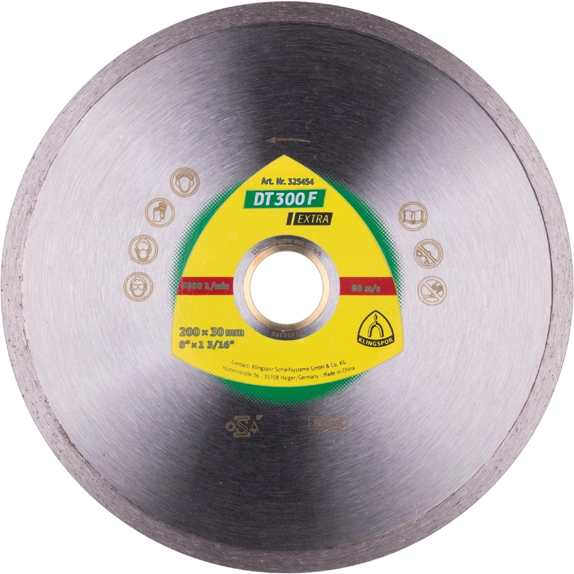 Klingspor 325454 - Disco de corte de diamante DT 300 F, banda continua, 200 x 1,6 x 30/25,4 mm, para cerámica