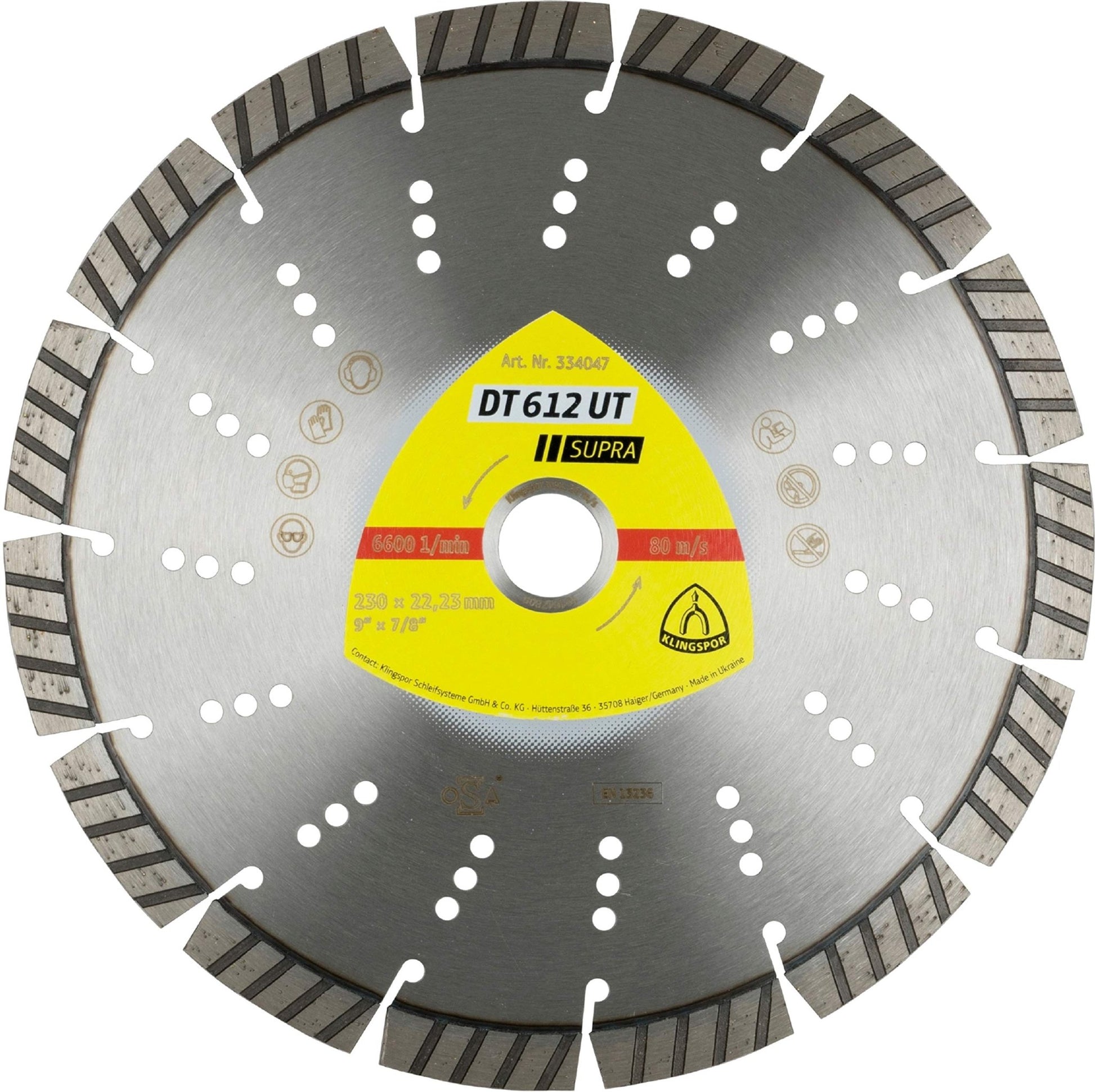 Klingspor 334047 - Disco de corte de diamante segmentado DT 612 UT, 230 x 2,6 x 22,23 mm, para amoladora angular