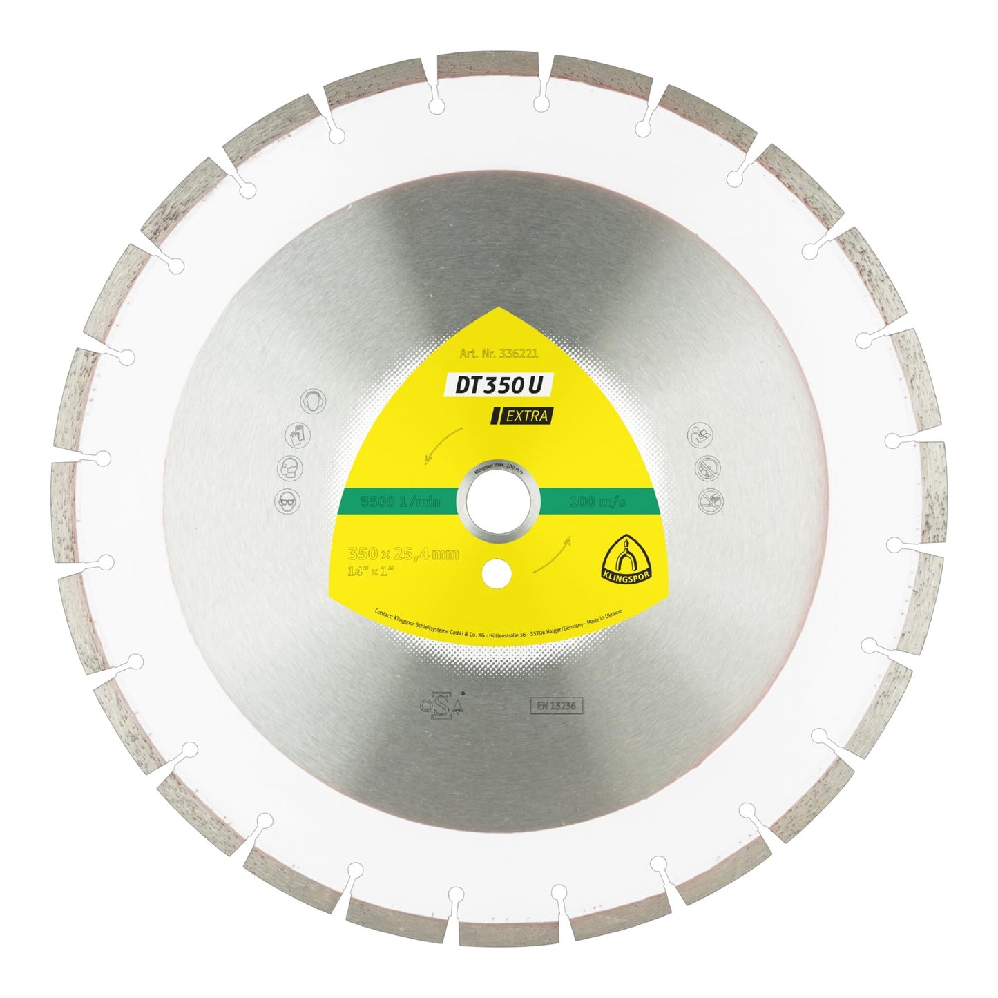 Klingspor 336221 - Disco de corte de diamante segmentado DT 350 U, 350 x 3 x 25,4 mm, para hormigón y construcción