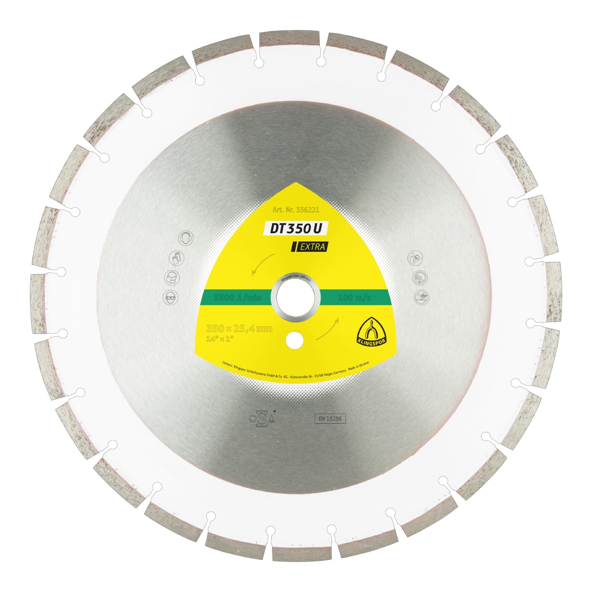 Klingspor 336221 - Disco de corte de diamante segmentado DT 350 U, 350 x 3 x 25,4 mm, para hormigón y construcción