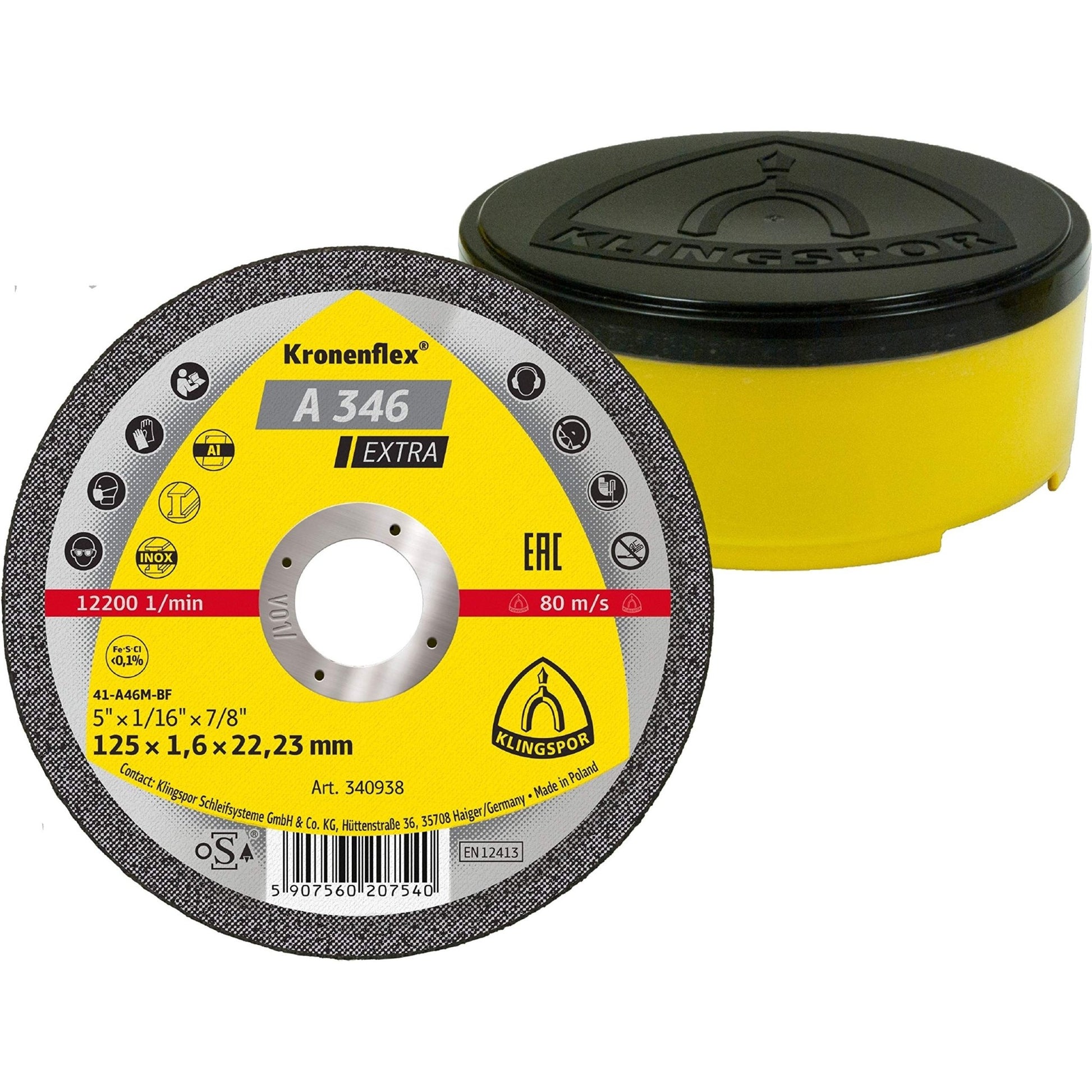 Klingspor 340936 - Disco de corte Kronenflex para metal A 346 Extra, 115 x 1,6 x 22,23 mm - Ferrotecnia