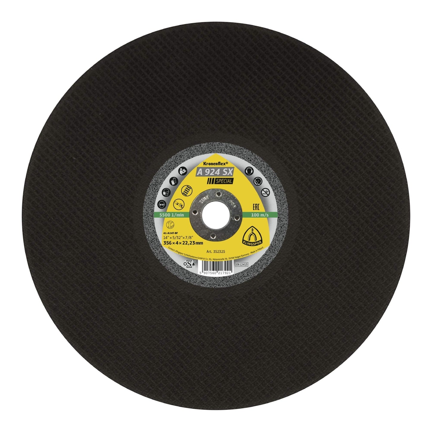Klingspor 353097 - Disco de corte Kronenflex A 924 SX para raíles de ferrocarril, 350 x 4 x 25,4 mm