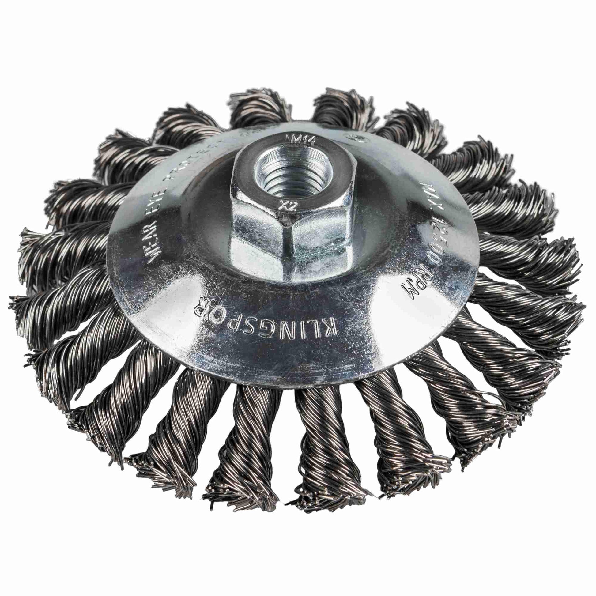 Klingspor 358330 - Cepillo cónico BK 600 Z de alambre inoxidable trenzado, 115 mm, rosca M14