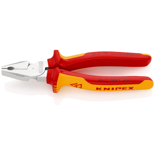 Knipex 02 06 200 - Knipex VDE insulated universal force pliers 200 mm. with two-component handles
