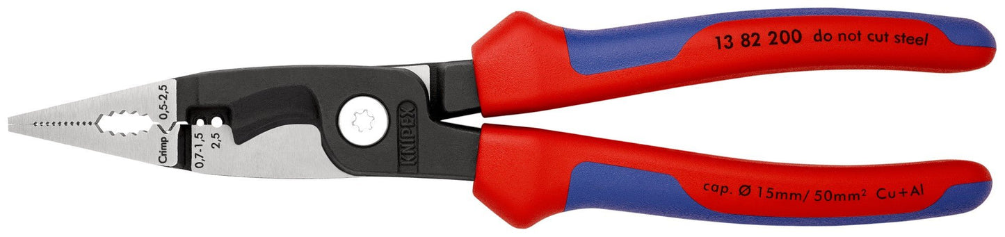 Knipex 13 82 200 - Alicate para instaladores Knipex 200 mm. con mangos bicomponentes - Ferrotecnia
