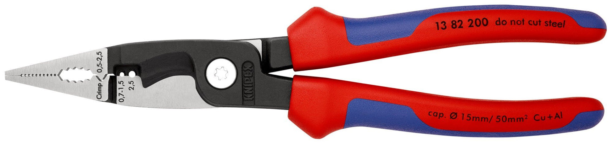 Knipex 13 82 200 - Alicate para instaladores Knipex 200 mm. con mangos bicomponentes - Ferrotecnia