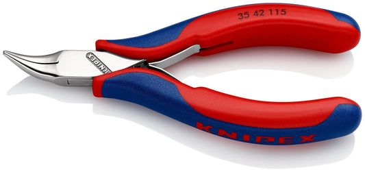 Knipex 35 42 115 - Alicate de montaje para electrónica Knipex 115 mm. con bocas semi - redondas en ángulo de 45º y mangos bicomponentes - Ferrotecnia