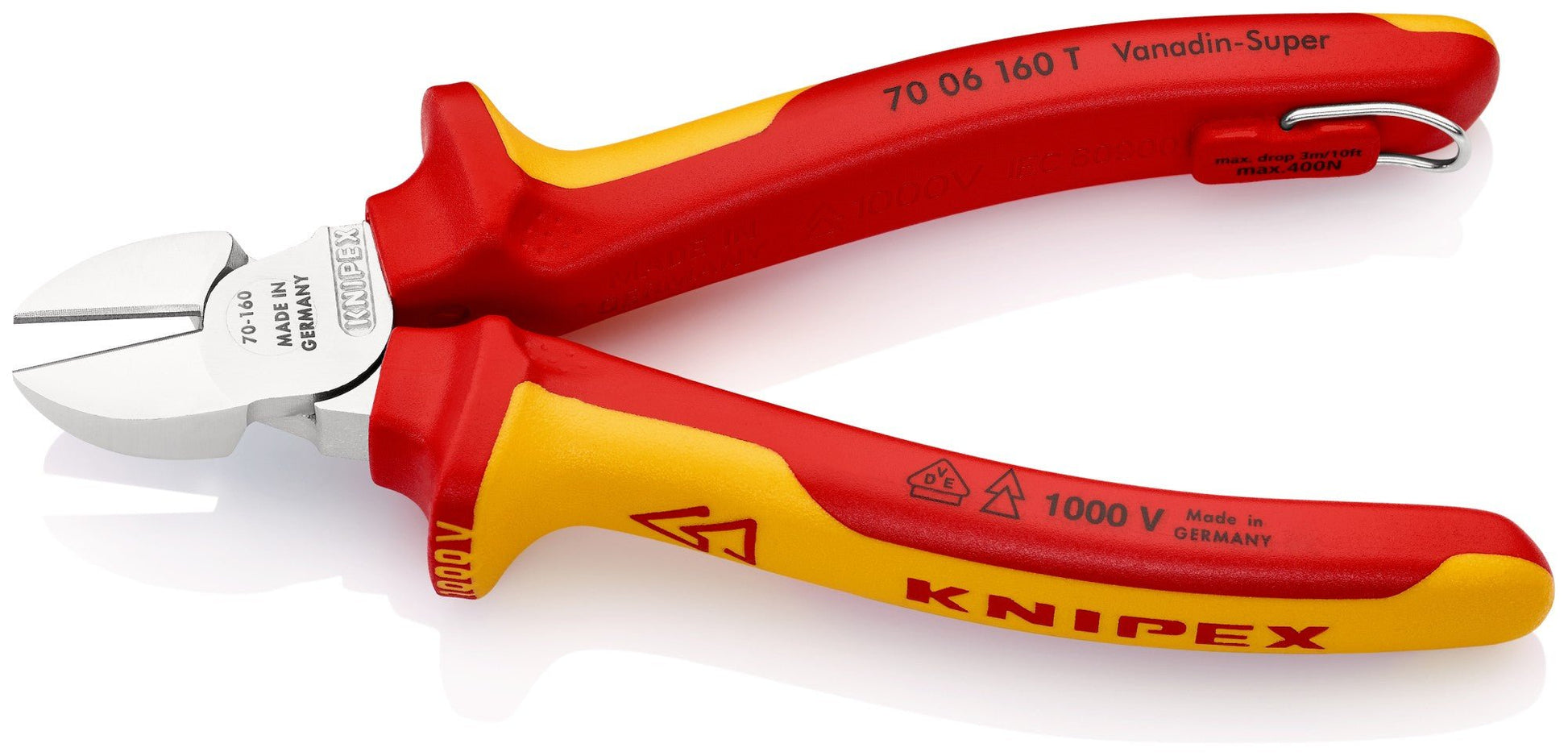 Knipex 7006160T - Alicate de corte diagonal aislados anticaída 160 mm - Ferrotecnia