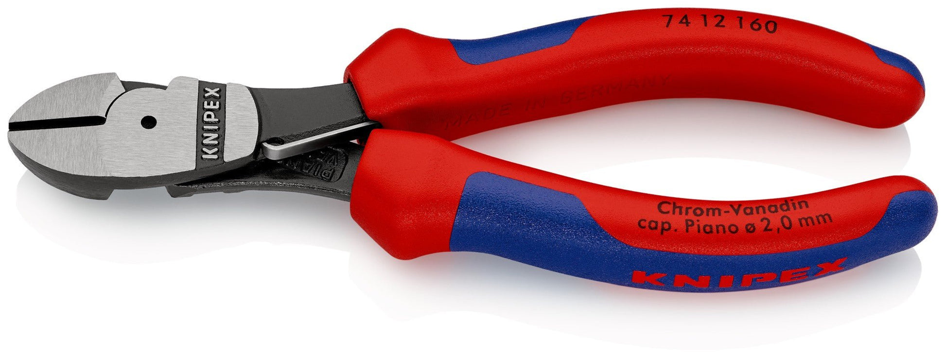 Knipex 74 12 160 - Alicate de corte diagonal de fuerza Knipex 160 mm. con mangos bicomponentes y muelle de apertura automática - Ferrotecnia