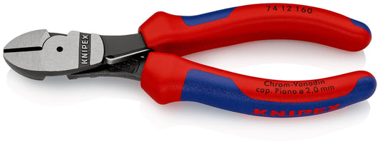 Knipex 74 12 160 - Alicate de corte diagonal de fuerza Knipex 160 mm. con mangos bicomponentes y muelle de apertura automática - Ferrotecnia