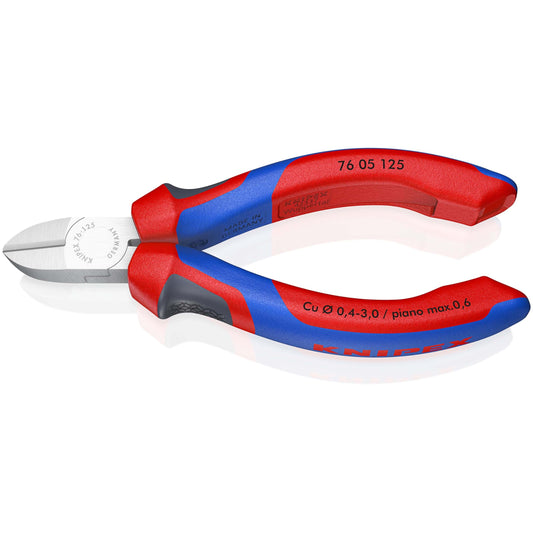 Knipex 76 05 125 - Pince coupante diagonale électromécanique Knipex 125 mm. avec poignées à deux composants. Bords biseautés.