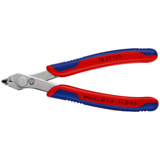 Knipex 78 23 125 - Stainless steel pliers. cutting tool for electronics Knipex SuperKnips 125 mm. with 60º angled mouth and two-component handles. Bevelless edges.
