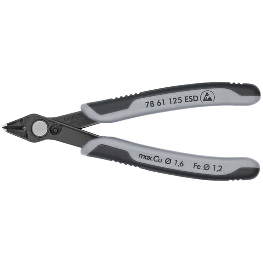 Knipex 78 61 125 ESD - Knipex SuperKnips 125 mm electronic cutting pliers. with two-component handles. Bevelless edges. Suitable for fiberglass. Electrostatic discharge