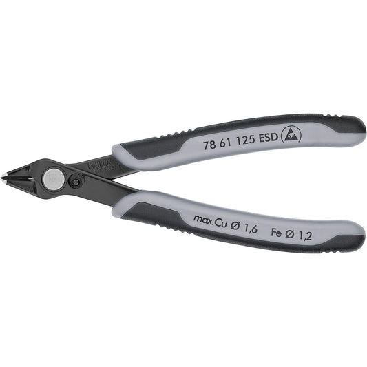 Knipex 78 61 125 ESDSB - Knipex SuperKnips 125 mm electronic cutting pliers. with two-component handles. Bevelless edges. Suitable for fiberglass. Electrostatic discharge (in self-service packaging)