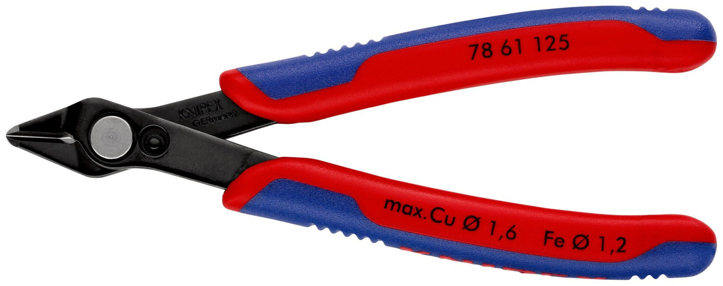 Knipex 78 61 140 - Alicate de corte para electrónica Knipex SuperKnips XL 140 mm. con mangos bicomponentes. Filos sin bisel. Apto para fibras de vidrio. - Ferrotecnia