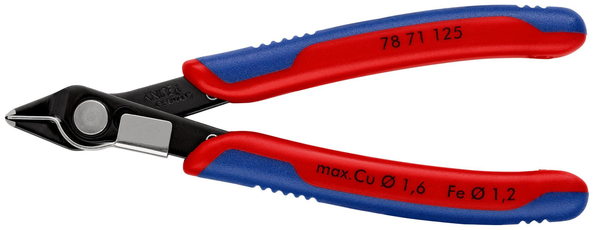 Knipex 78 71 125 - Alicate de corte para electrónica Knipex SuperKnips 125 mm. con mangos bicomponentes. Filos con muesca y sin bisel. - Ferrotecnia