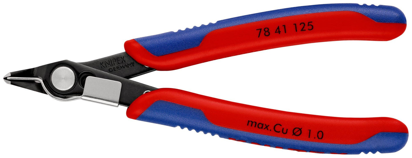 Knipex 7841125 - Alicate de corte para electrónica Super Knips (cabeza estrecha, con muesca) 125 mm - Ferrotecnia