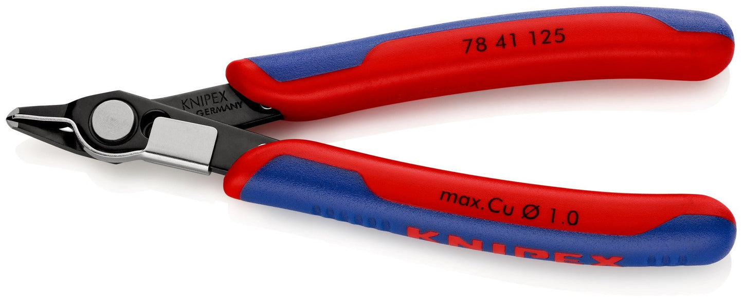 Knipex 7841125 - Alicate de corte para electrónica Super Knips (cabeza estrecha, con muesca) 125 mm - Ferrotecnia