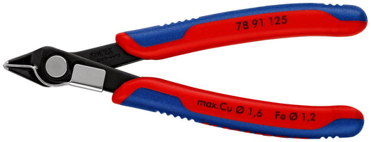 Knipex 7891125 - Alicate de corte para electrónica Super Knips - con bisel 125 mm - Ferrotecnia