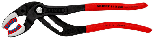 Knipex 81 11 250 - Tenaza para tuberías y racores Knipex 250 mm. con mangos PVC y mordazas con protector plástico - Ferrotecnia