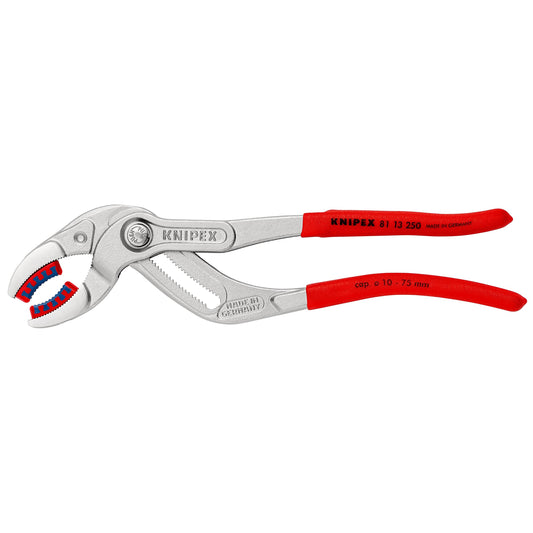 Knipex 81 13 250 SB - Chrome pliers for Knipex pipes and fittings 250 mm. with PVC handles and jaws with plastic protector (in self-service packaging)