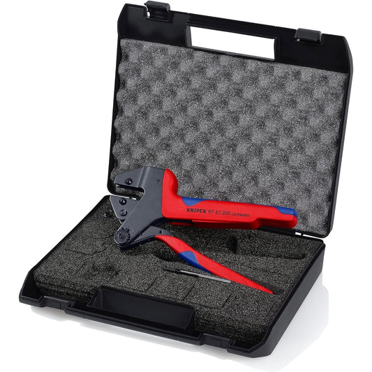 Knipex 97 43 200 - Alicate para crimpar terminales Knipex en estuche plástico (para mordazas intercambiables)