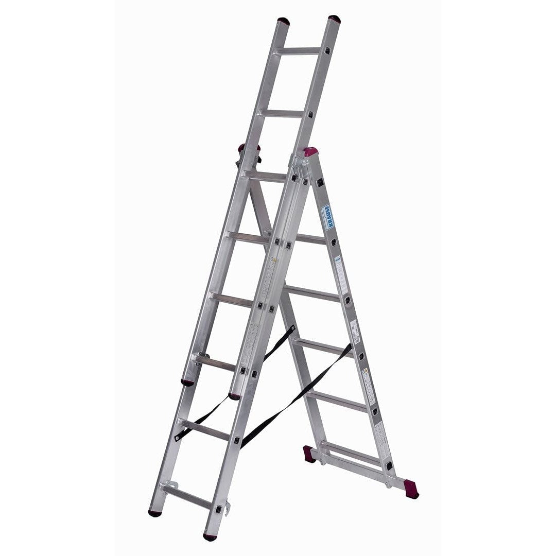 Krause 030368 - Escalera multiusos de aluminio Corda, 3x6 peldaños, altura de trabajo 4,85 m - Ferrotecnia