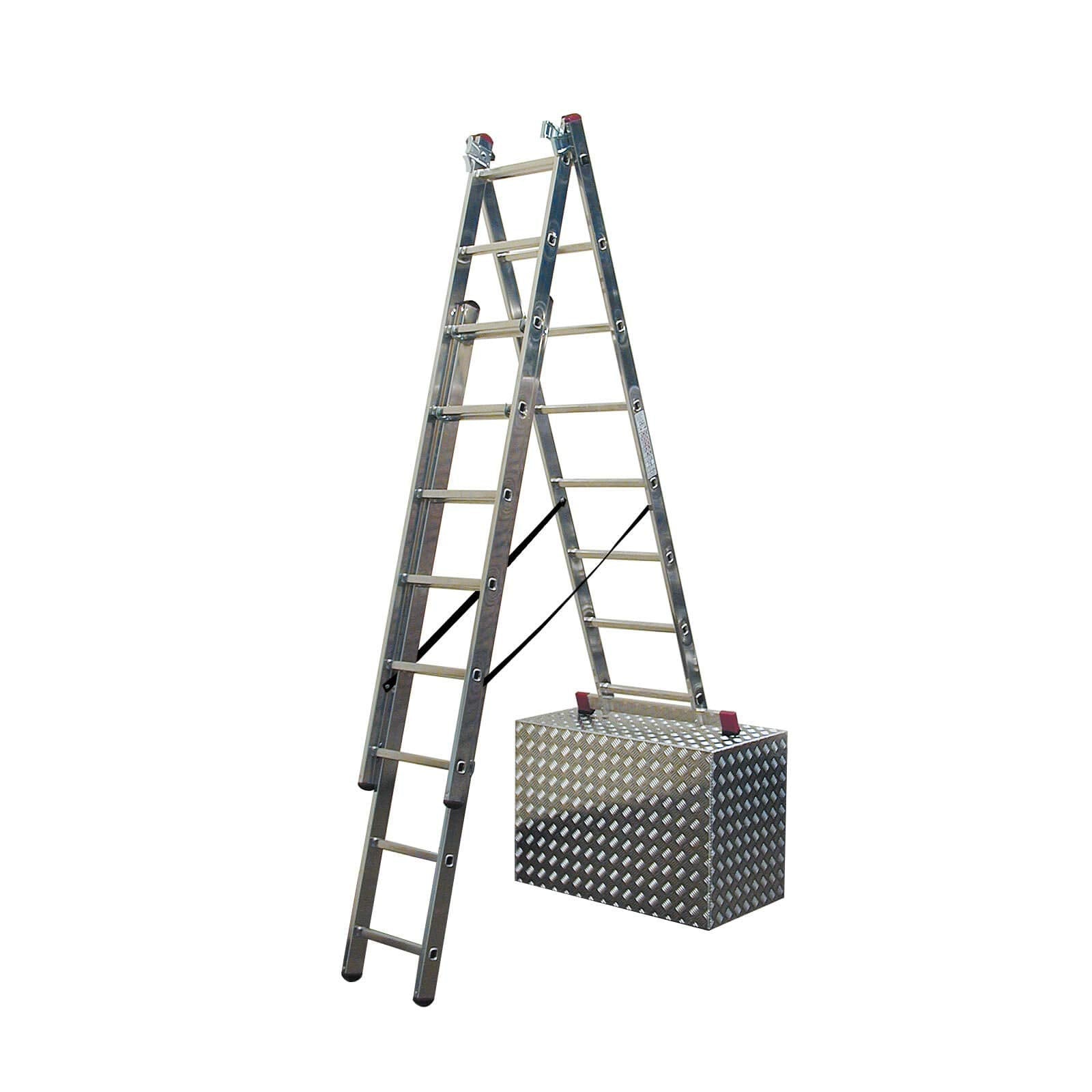 Krause 033383 - Escalera multiusos de aluminio Corda con travesaño para escaleras, 3x8 peldaños, altura de trabajo 5,70 m