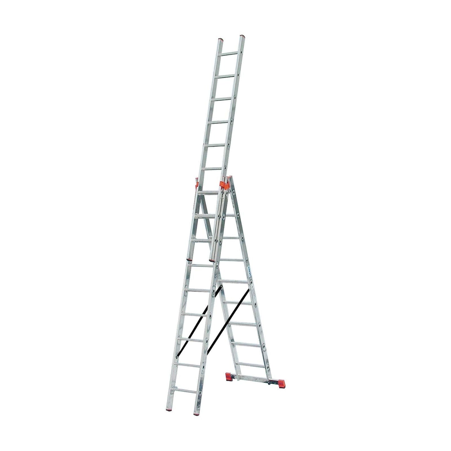 Krause 129673 - Escalera multiusos de aluminio Tribilo, 3x9 peldaños, altura de trabajo 6,85 m