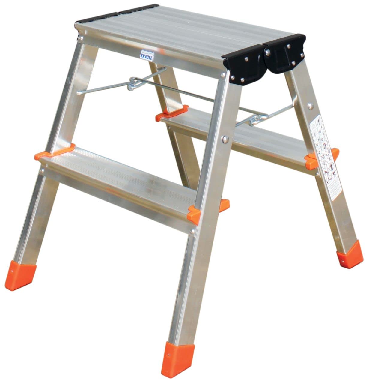 Krause 130020 - Escalera taburete plegable de doble acceso Treppy, 2 peldaños